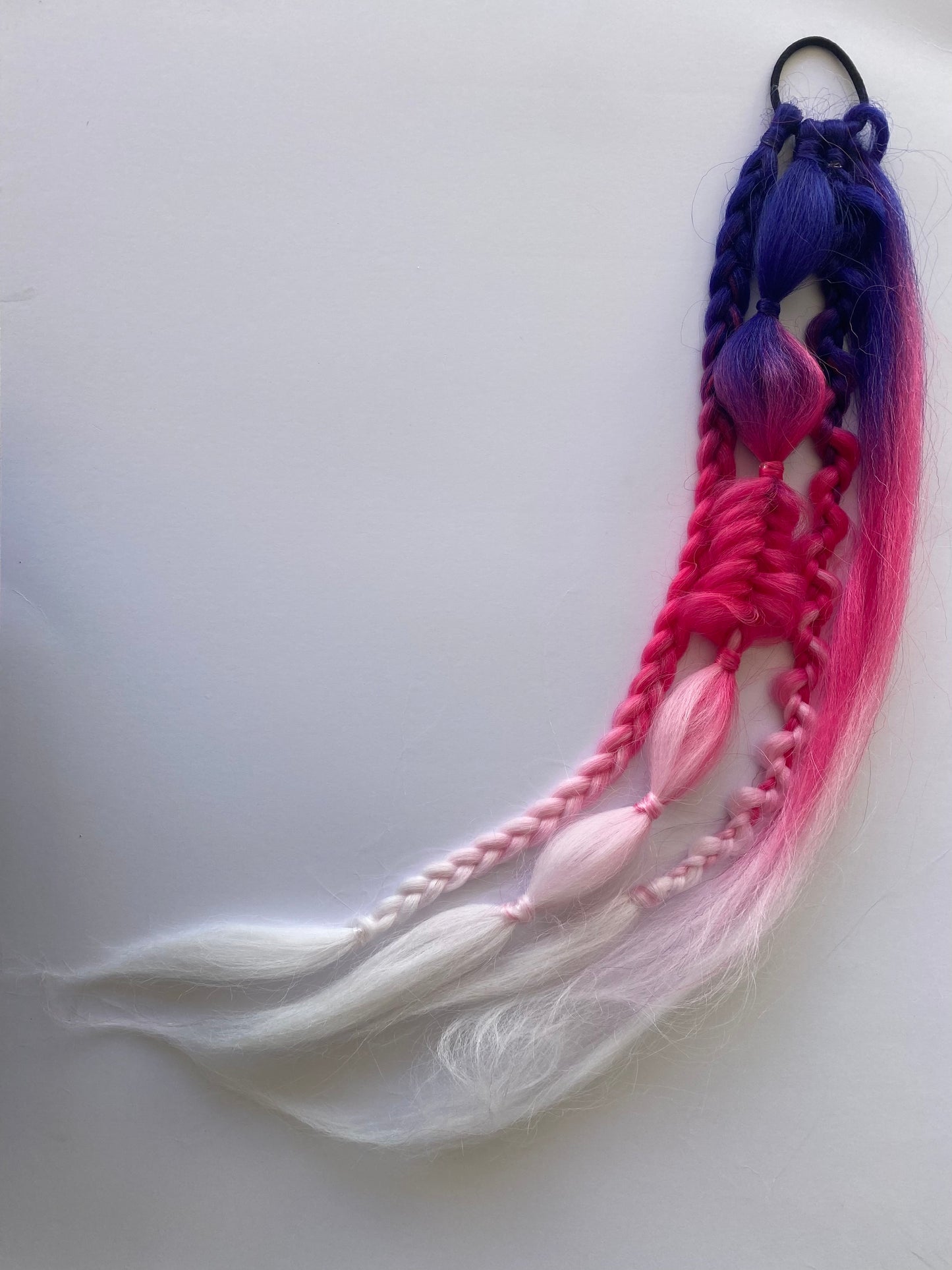 Rose Pre-made Space bun Pigtail Bubble Braids